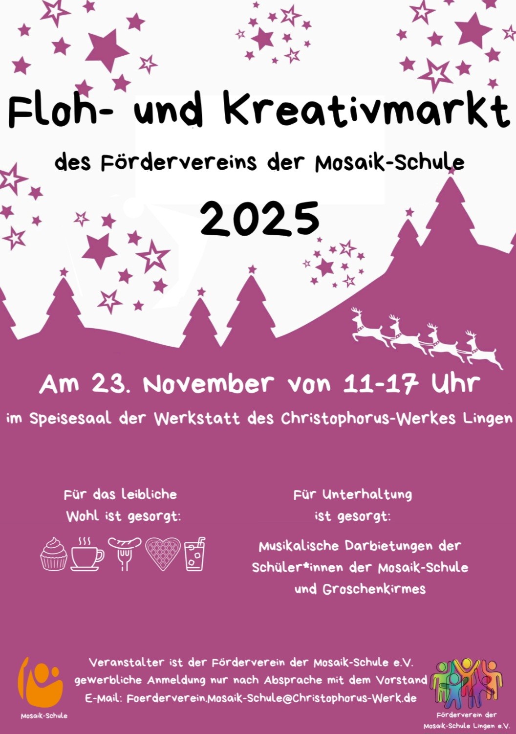 Plakat zur Bewerbung des adventlichen Flohmarktes der Mosaik-Schule