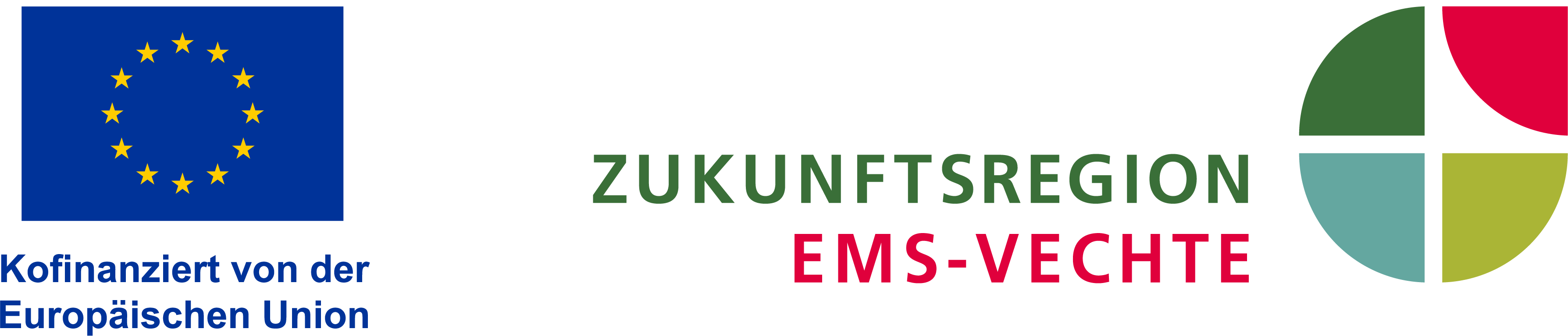 Logos von der Zukunftsregion Ems-Vechte und der EU